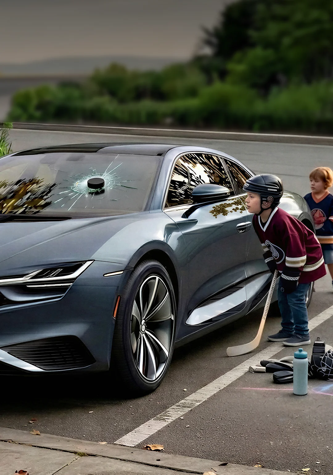Auto zasiahnuté golfovou loptičkou